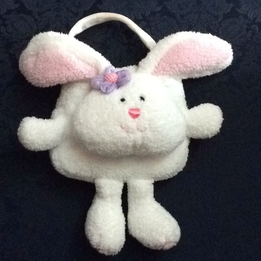Gund Bunny Purse White with Purple Flower